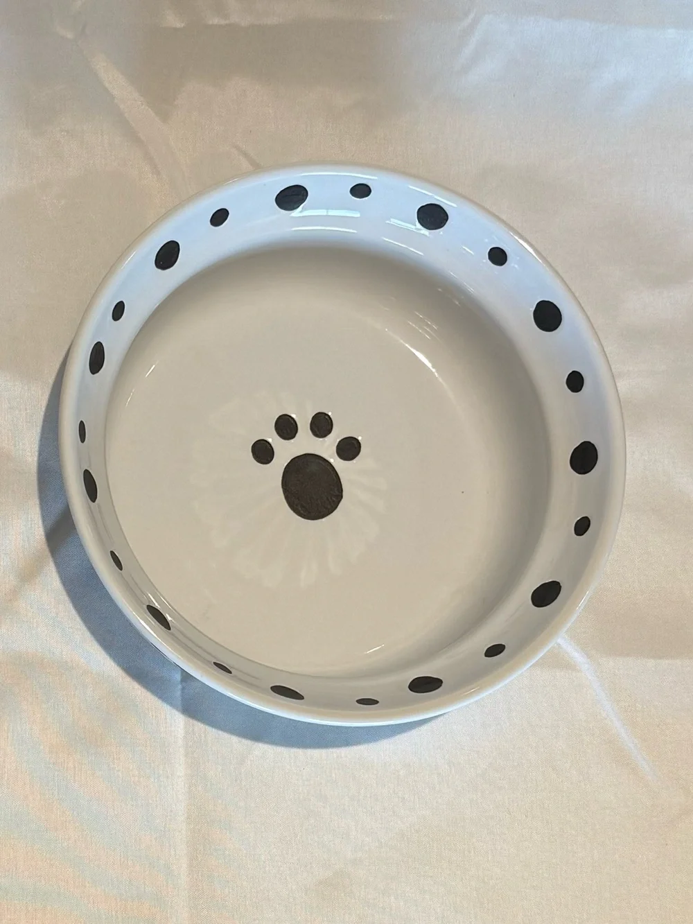Paws & Fish Signature Housewares White Stoneware Paw Print Dog Bowl Set of 2